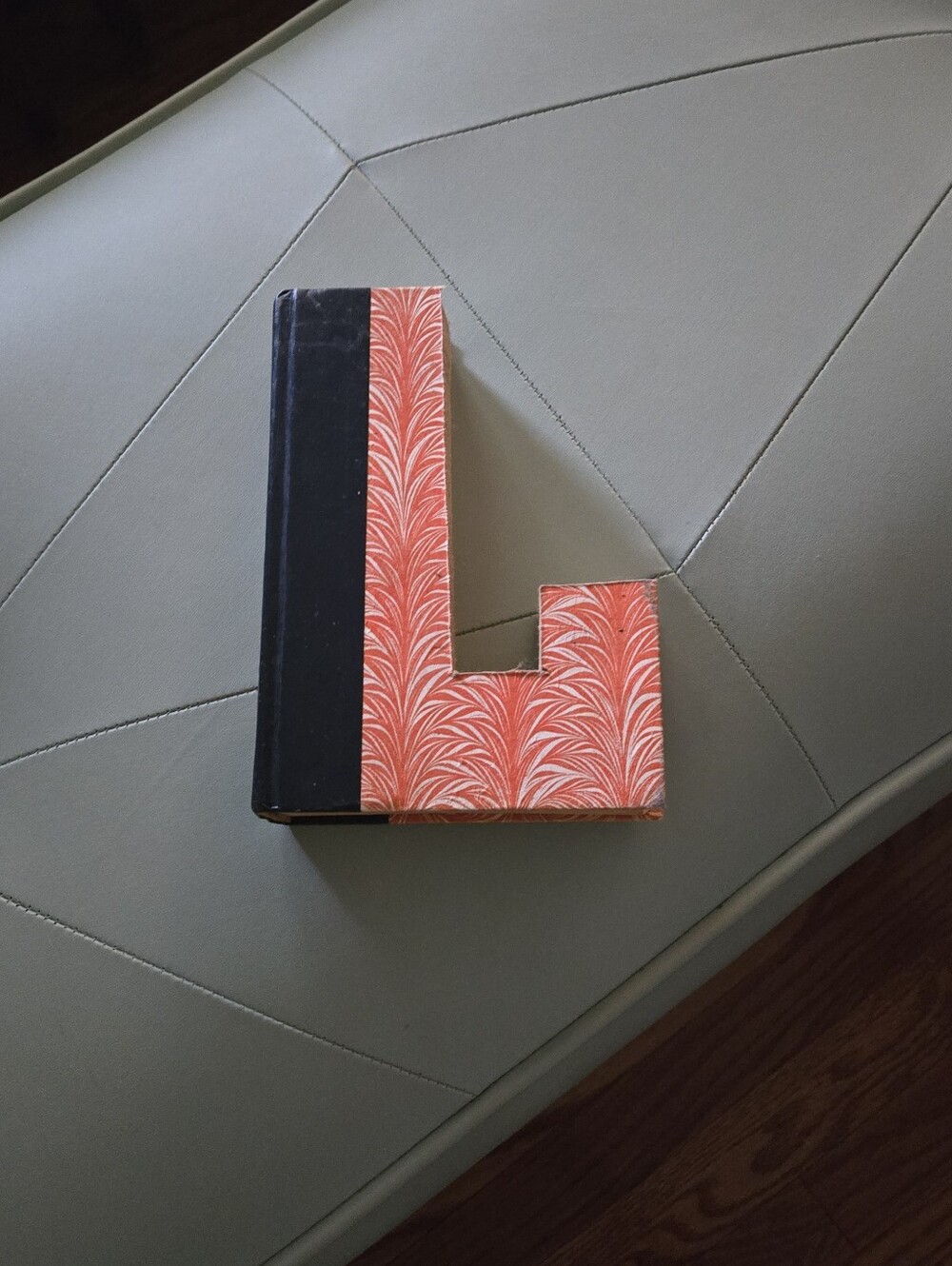 Decorative Wooden L Book Shelf Accent - Coral Pattern